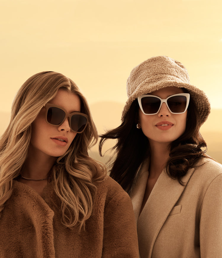 Fall photoshoot with cat eye sunglasses and oversized sunglasses