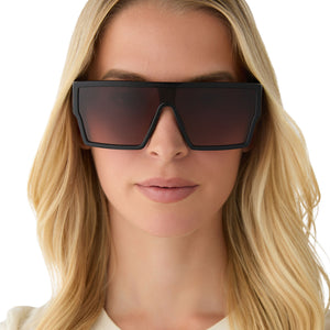 Electra Shield Sunglasses | Black & Brown Gradient | DIFF 