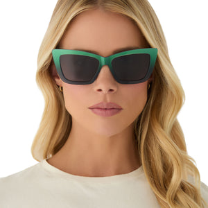 Street Knitted Large Frame Square Sunglasses – Green Metal Frame, Black Polarized Lenses, UV400