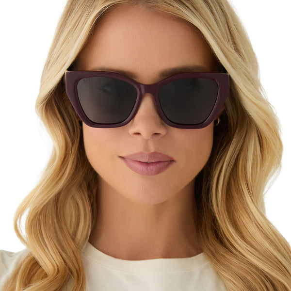 evie - dark cherry lacquer + grey + polarized sunglasses 5