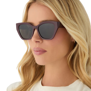 EVIE - DARK CHERRY LACQUER + GREY + POLARIZED SUNGLASSES