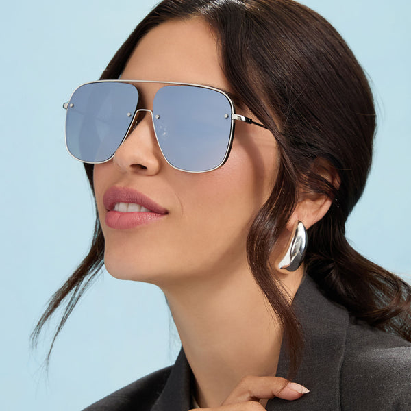 cynthia - silver w alpine temple tips + grey gradient with silver flash + polarized sunglasses 1