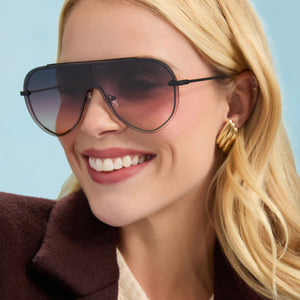 Imani Shield Sunglasses | Brushed Black & Twilight Gradient  display picture 3