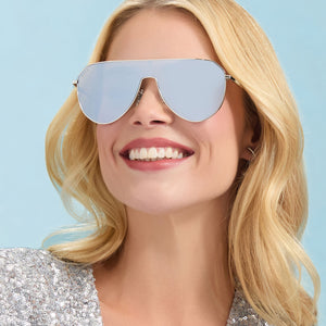 Dash Shield Shield Sunglasses | Silver & Silver Mirror  display picture 3