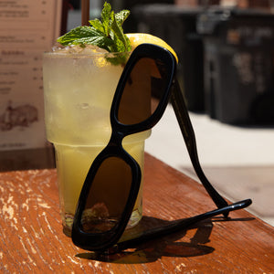 Daphne Rectangle Sunglasses | Black Silver Metal & Brown  display picture 1