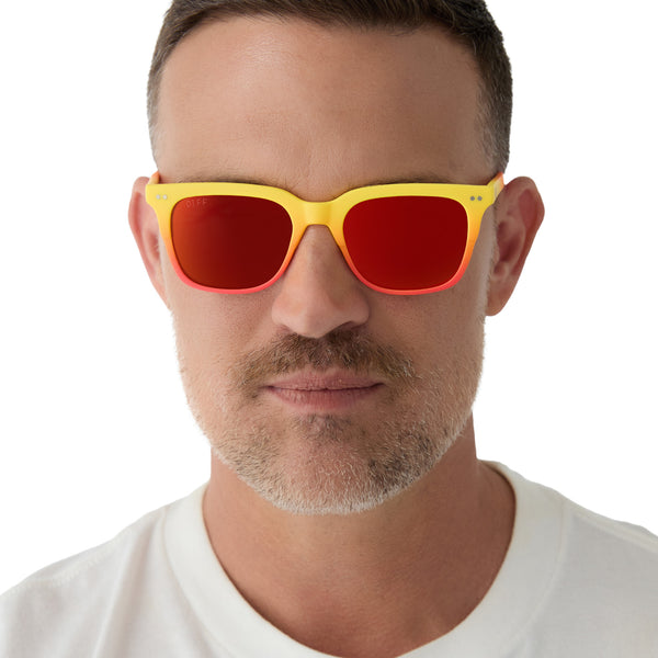 fantastic four - human torch™ + radiant yellow to orange flame fade + blazing red orange mirror + polarized sunglasses 5