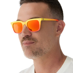 FANTASTIC FOUR - HUMAN TORCH™ + RADIANT YELLOW TO ORANGE FLAME FADE + BLAZING RED ORANGE MIRROR + POLARIZED SUNGLASSES