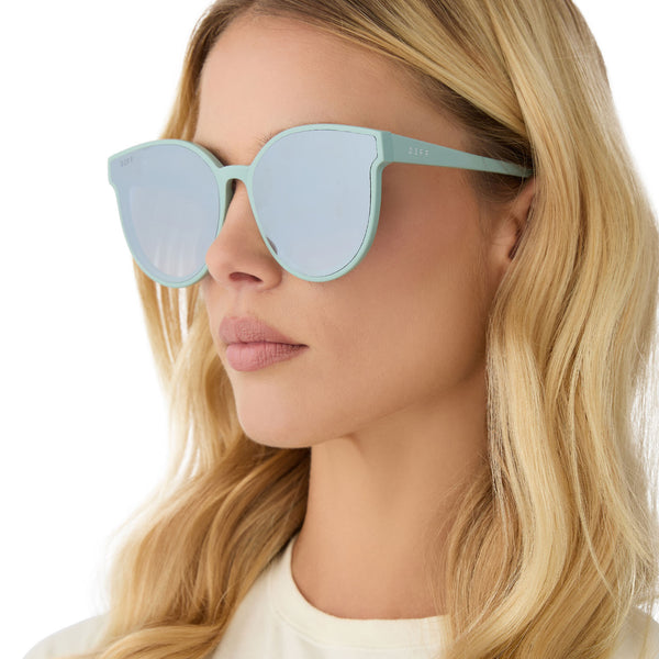 gemma - steel teal + grey gradient with silver flash sunglasses 1
