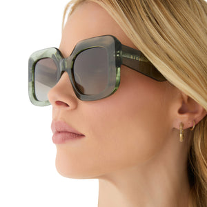 Giada Rectangle Sunglasses | Cool Matcha & Brown Gradient | DIFF