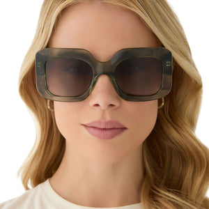 Giada Rectangle Sunglasses | Cool Matcha & Brown Gradient | DIFF