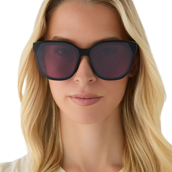 gia - black + aubergine w silver flash sunglasses 1