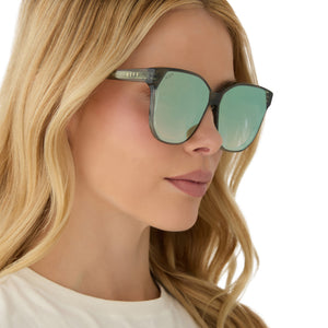 Gia Square Sunglasses | Cool Matcha & Cool Matcha Mirror | DIFF