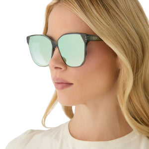 Gia Square Sunglasses | Cool Matcha & Cool Matcha Mirror | DIFF