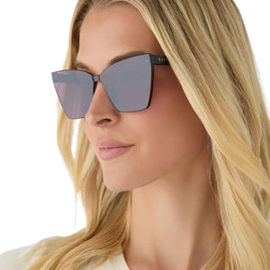 Goldie XS Cat Eye Sunglasses | Black & Aubergine Silver Flash