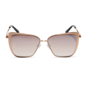GRACE - GOLD + TAUPE ROSE MIRROR SUNGLASSES