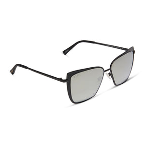 Grace Cat Eye Sunglasses, Matte Black & Grey Gradient Sharp