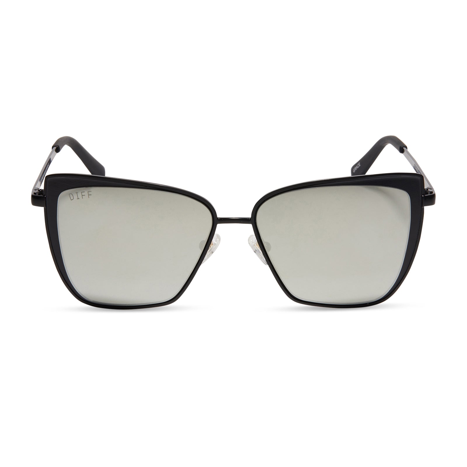 Grace Cateye Sunglasses Matte Black & Grey Mirror DIFF Eyewear