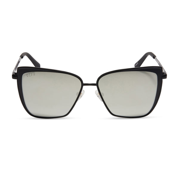 swatch for GRACE - MATTE BLACK + GREY MIRROR SUNGLASSES