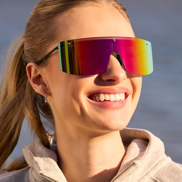 grandslam - black + rainbow mirror + polarized sunglasses 1