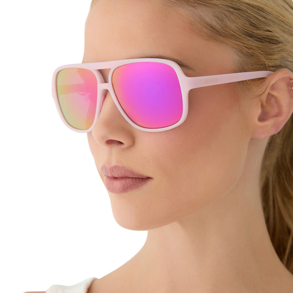 hangtime - matte baby pink + pink rush mirror + polarized sunglasses 5