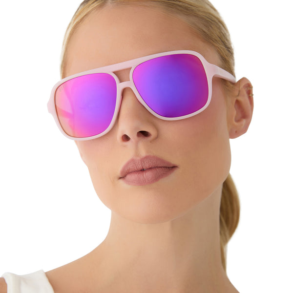 hangtime - matte baby pink + pink rush mirror + polarized sunglasses 1