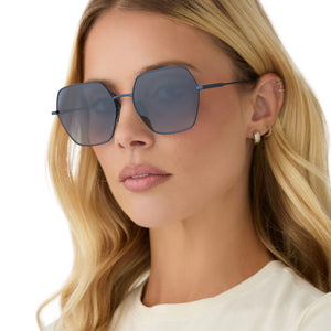 Harlowe Hexagon Sunglasses | Deep Navy Metal & Aegean Blue  display picture 1