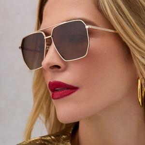 Berkely Navigator Sunglasses | Gold & Brown Gradient | DIFF  display picture 2