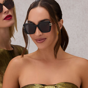 Dasha Square Sunglasses | Black & Grey | DIFF Eyewear display picture 1