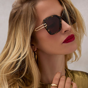 DASHA - GLITTER TORTOISE + BROWN SUNGLASSES