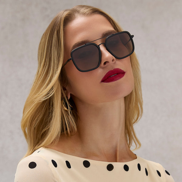 jordan - matte black + black temple tips + brown gradient + polarized sunglasses 6