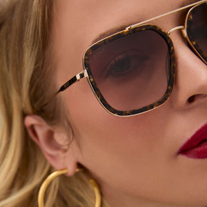 JORDAN - GLITTER TORTOISE + BROWN GRADIENT SUNGLASSES