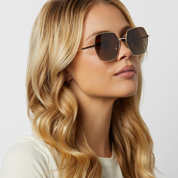 harlowe - gold + brown gradient + polarized sunglasses 5
