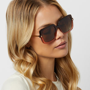 Sandra Square Sunglasses | Taupe Ombre Crystal & Brown 
