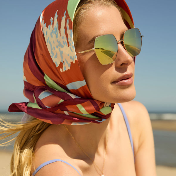 harlowe - gold + brilliant gold mirror sunglasses 6