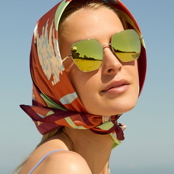 harlowe - gold + brilliant gold mirror sunglasses 1