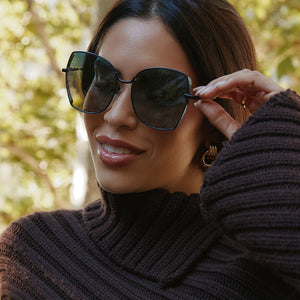 Diff Eyewear Navy Sunglasses for Women Iris Square Sunglasses | Deep Navy Metal & Aegean Blue Flash  main image 2