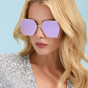 Donna IV Square Sunglasses | Gold & Taupe Mirror | DIFF Eyewear display picture 1