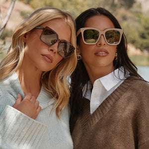 Meredith Square Sunglasses | Almond & Silver Flash | DIFF Eyewear