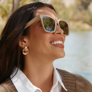 Meredith Square Sunglasses | Almond & Silver Flash | DIFF Eyewear