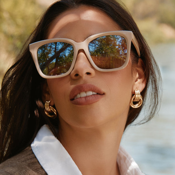 meredith - almond + silver flash + polarized sunglasses 1