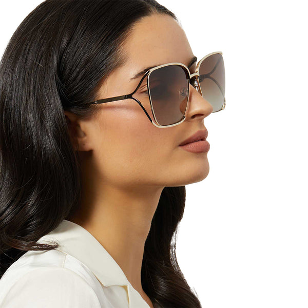 francesca - gold with dark tortoise + brown gradient polarized sunglasses 6
