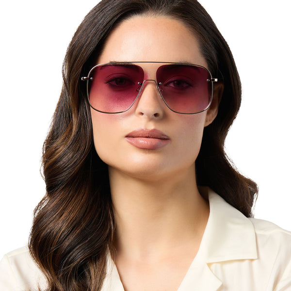 cynthia - gold w bordeaux temple tips + wine gradient + polarized sunglasses 5