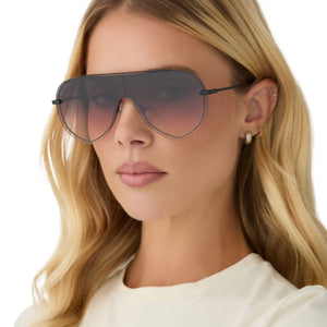 Imani Shield Sunglasses | Brushed Black & Twilight Gradient  display picture 1