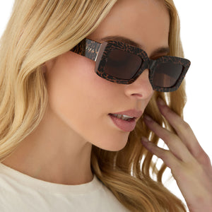 Indy Rectangle Sunglasses | Animal & Brown | DIFF Eyewear display picture 3