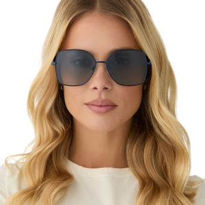Iris Square Sunglasses | Deep Navy Metal & Aegean Blue Flash  display picture 3