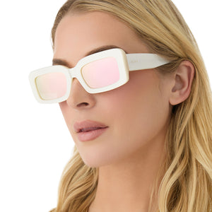 Indy Rectangle Sunglasses | Opaline & Taupe Mirror | DIFF  display picture 1