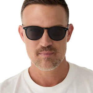 Jaxson XL Round Glasses | Black Smoke Crystal | Diff Eyewear