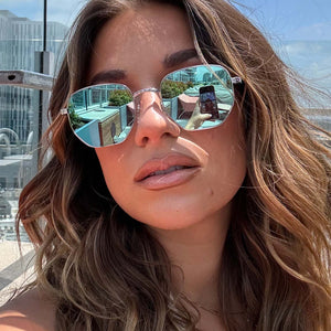 Jessie James Decker JJD Sunglasses | Silver & Turquoise Ice Mirror