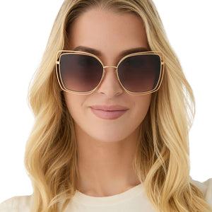 Diff Woman Chic Gold Sunglasses Donna III Square Sunglasses | Gold & Inca Gradient | DIFF  main image 4