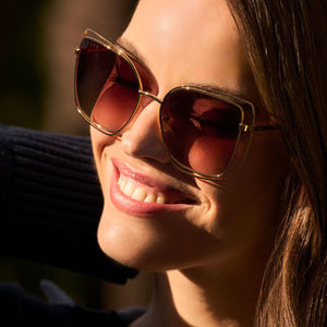 Jacqueline Square Sunglasses | Gold & Brown Gradient | DIFF Eyewear